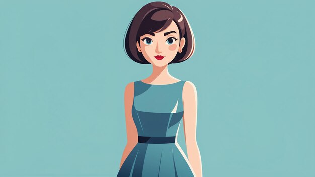 Photo beautiful young woman in retro style vector illustration in cartoon style