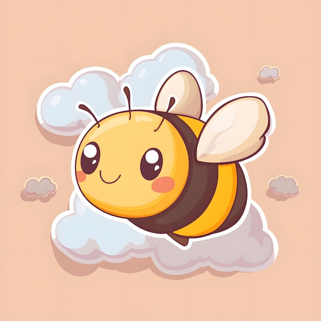 Photo a bee flying in the sky with clouds and a bee