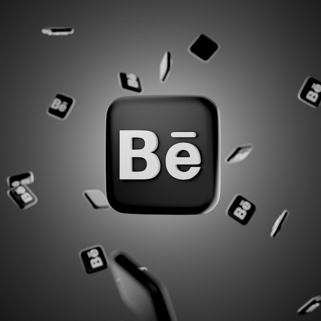 behance logo with scattered pile of icons background