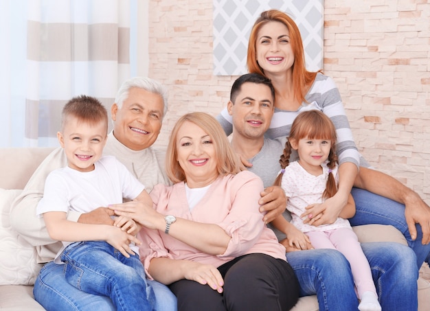 Big happy family on couch