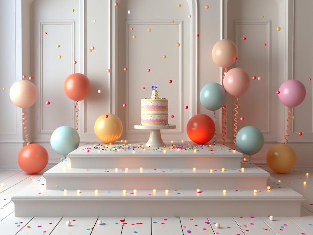 a birthday cake with a party candle on the table