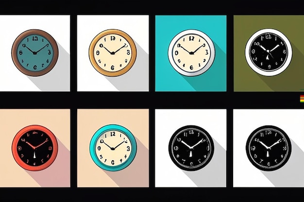 Photo bitmap illustration of clock and time symbol set of clock and circle bitmap icon for stock