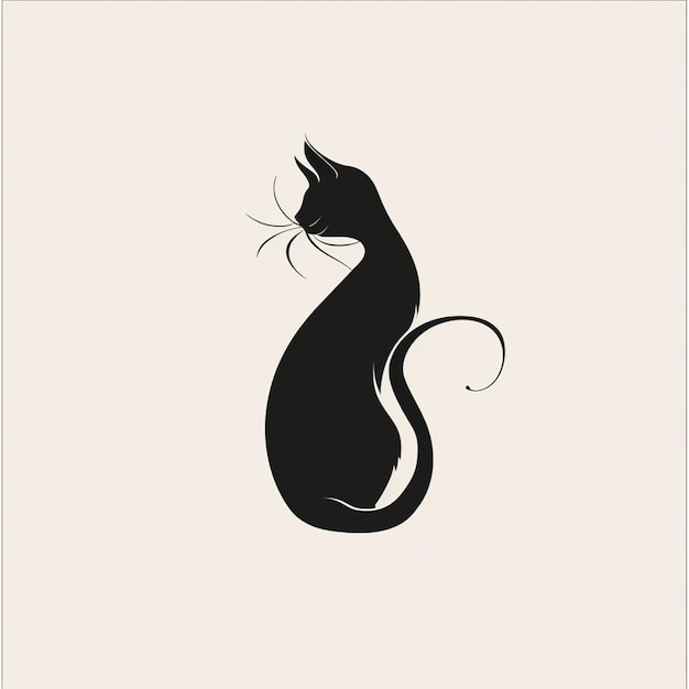 Photo a black cat sitting on a white background with a long tail generative ai