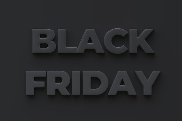 Black Friday text on black background 3D render illustration