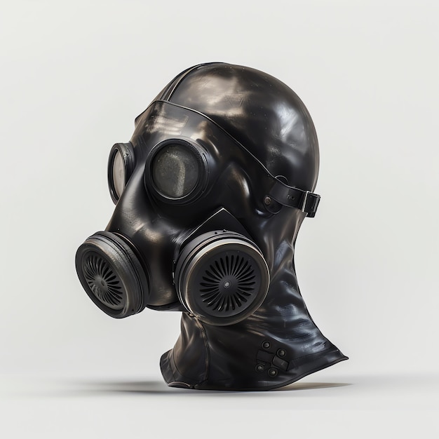 a black gas mask with a black face mask on it