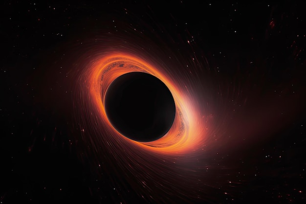 Black hole in space computer generated abstract background 3D rendering A black hole with a glowing accretion disk AI Generated