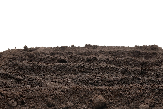 Black land for plant isolated on white background