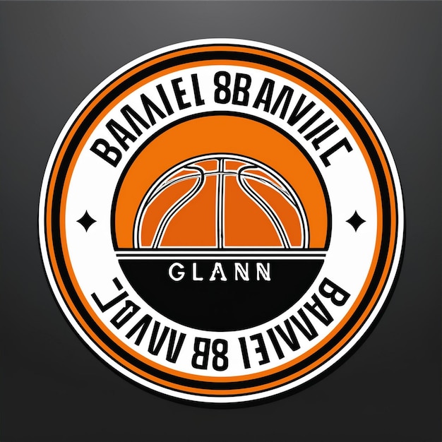 Photo black orange and white circular modern basketball club logo design with club name and tagline