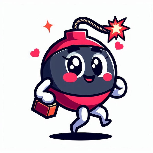 Photo a black robot with a red box with hearts around it