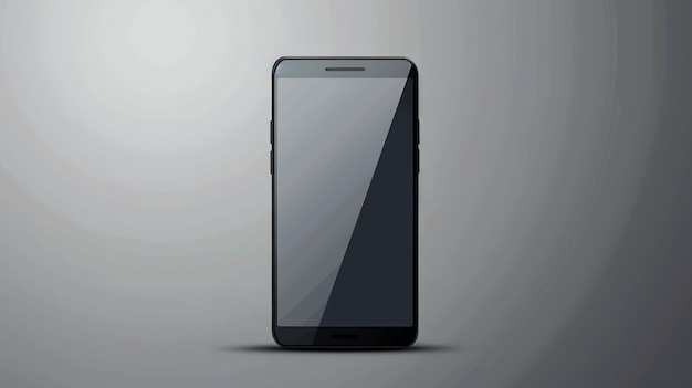 Photo a black smartphone with a blank screen on a grey background