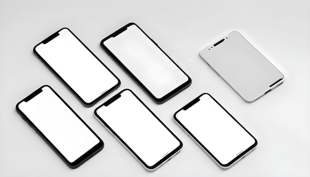 Photo black smartphones on a whote background mockup 1