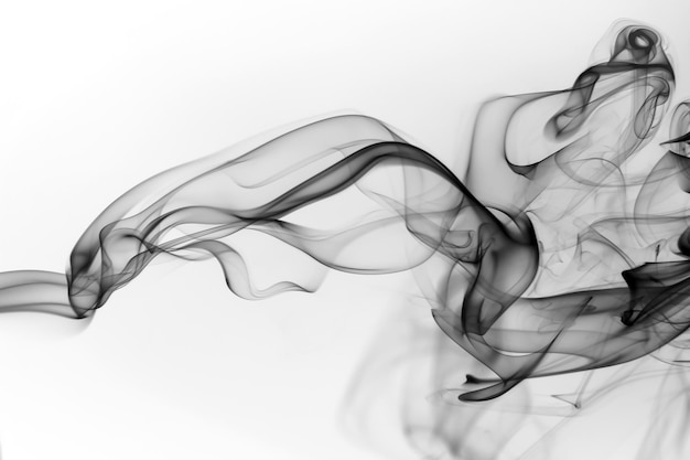 Black smoke movement abstract on white background Movement of fire design