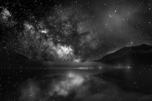 Photo a black and white photo of the night sky