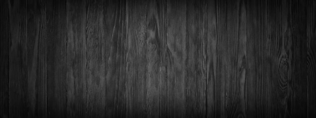 Black wood background, panoramic size of a wooden texture