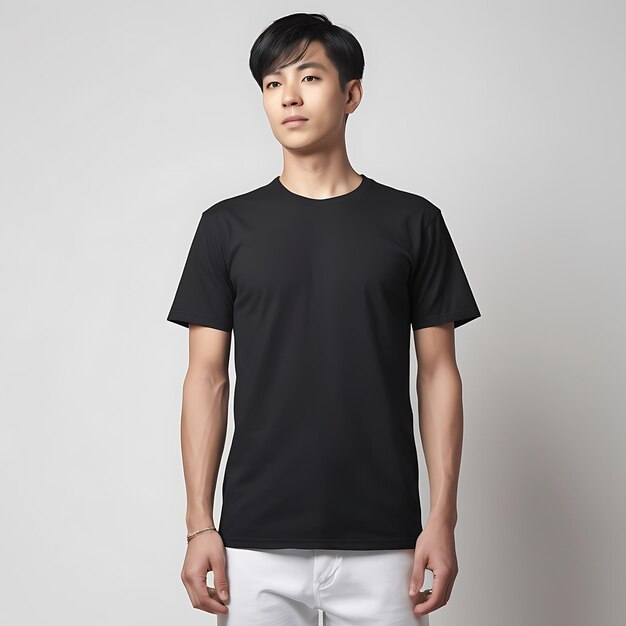 Photo blank black tshirt template