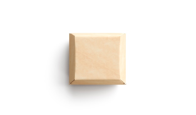 blank craft burger box mock up isolated empty kraft square paper container for lunch mockup