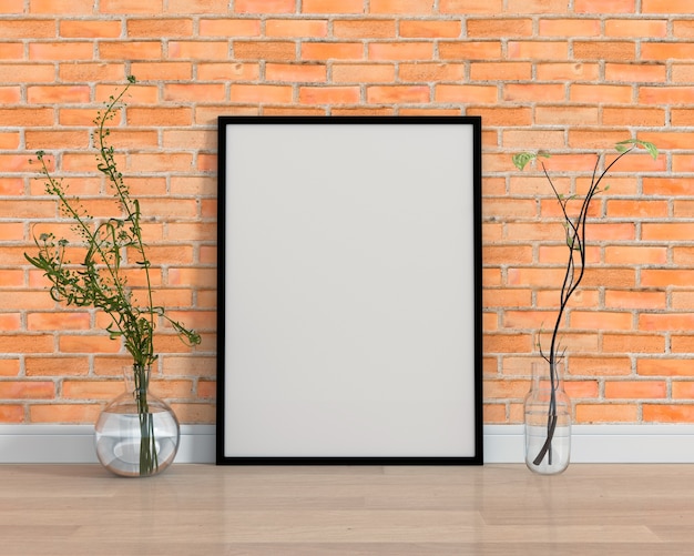 Blank photo frame for mockup, 3D rendering