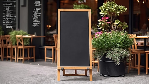 Blank restaurant shop sign or menu boards near the entra Generative AI