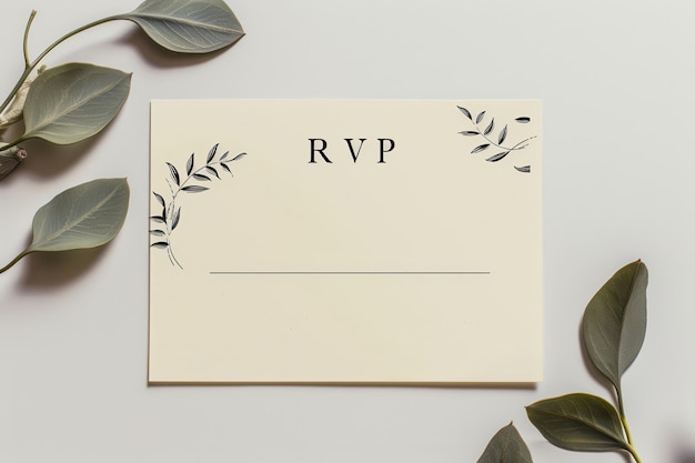 Photo blank rsvp card isolated in transparent background