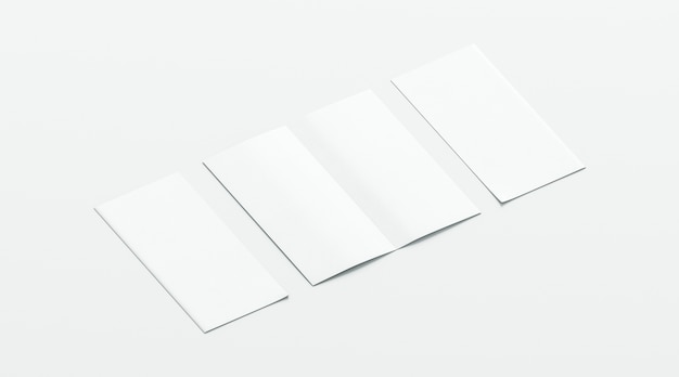 Photo blank white two folded booklet , opened and closed, front and back side view