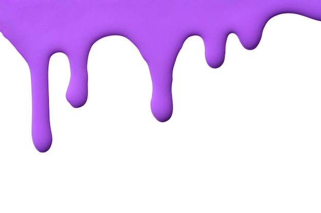 Blot of purple enamel nail polish dripping isolated on white background.