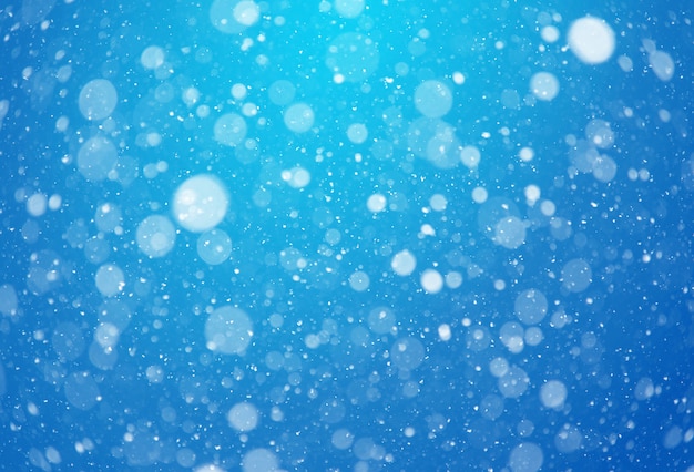 Blue abstract snow bokeh