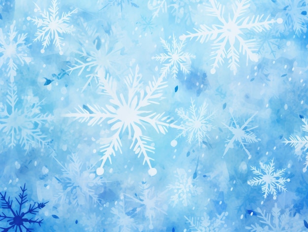 Photo blue background with white snowflakes