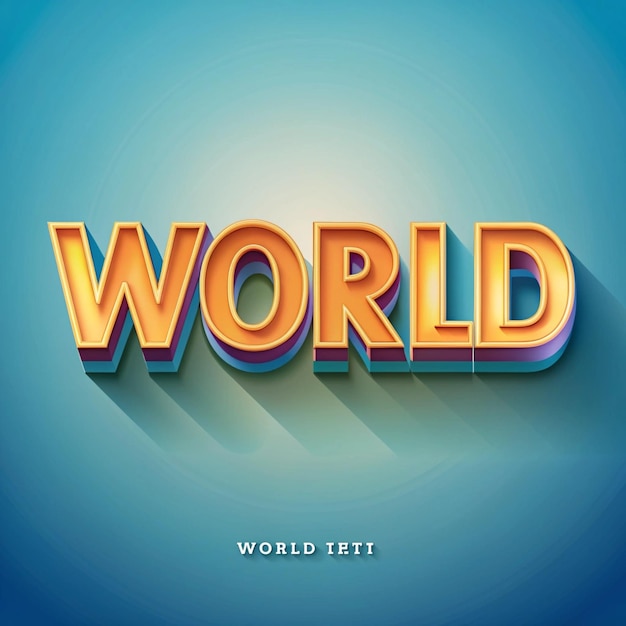 Photo a blue background with the word world written in yellow and orange