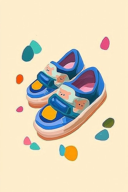 Photo blue childrens shoes with bear print