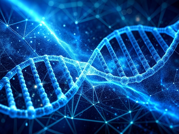 Photo blue dna gene helix