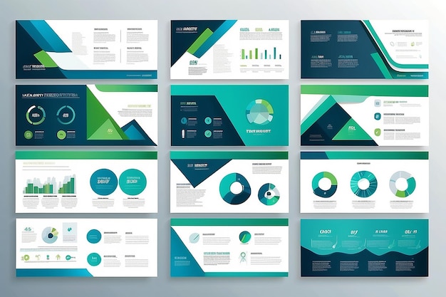 Photo blue and green abstract presentation slide templates infographic elements template