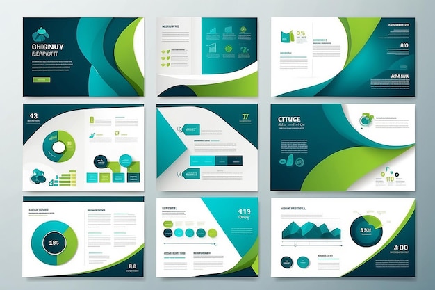 Photo blue and green abstract presentation slide templates infographic elements template