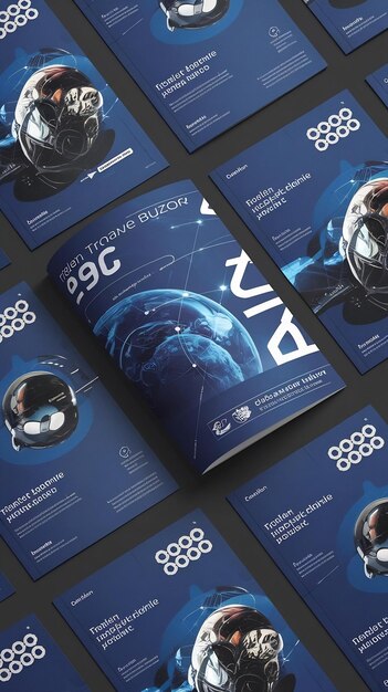 Photo blue layout futuristic brochures