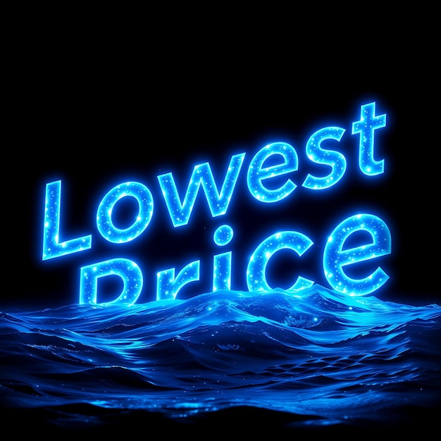 Photo a blue neon sign that says low price