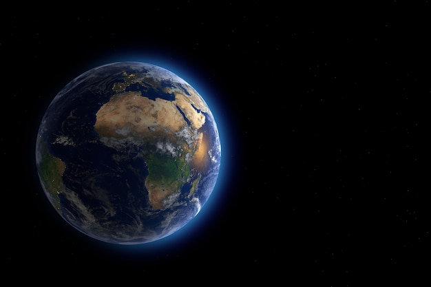 Blue Planet Earth Globe View from Space extreme closeup. Elements of this image furnished by NASA. 3d Rendering.