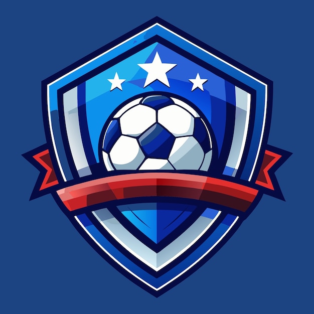 Photo a blue shield with a soccer ball and stars