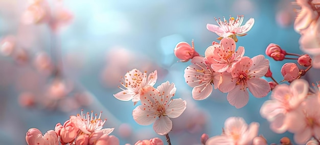 Photo a blurred image of pink cherry blossom flowers with white petals