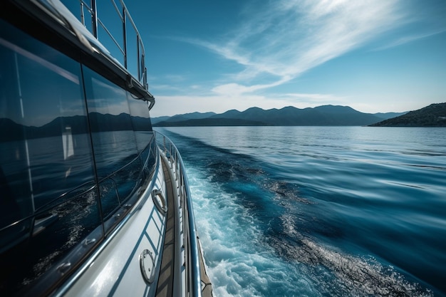 Photo a boat on the water with the word sea on the side.