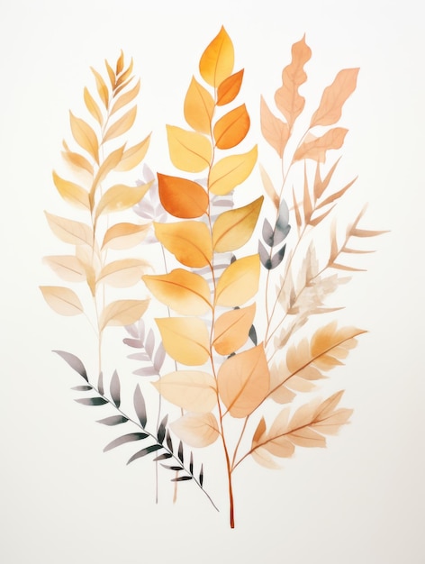 Boho Chic Watercolor Foliage in Autumn Hues