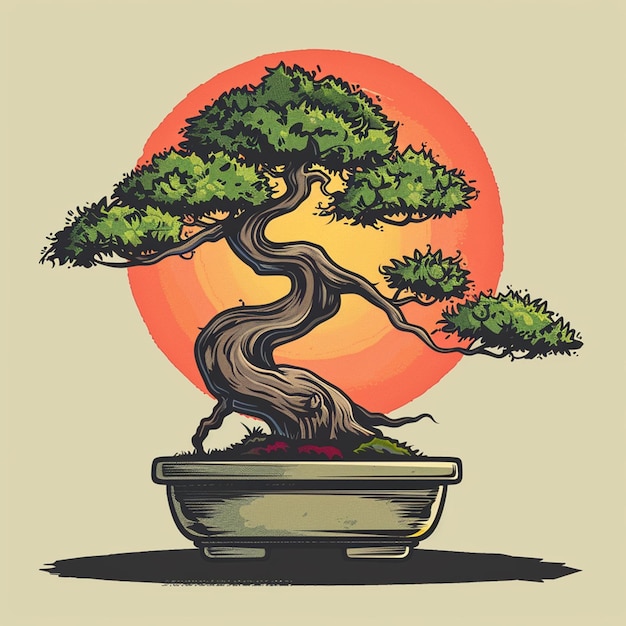 Photo bonsai tree illustration icon cartoon graphics