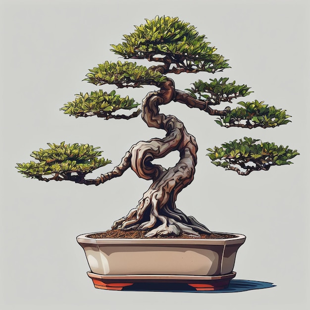 Photo a bonsai tree is in a pot with a brown pot