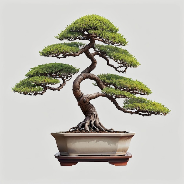 Photo a bonsai tree is in a pot with a brown pot