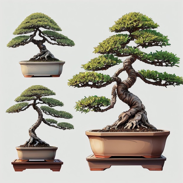 Photo a bonsai tree is in a pot with a brown pot