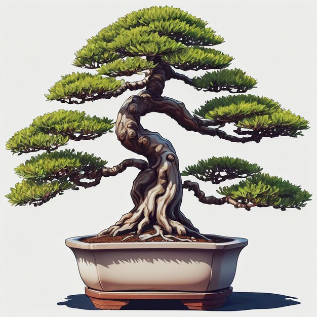 a bonsai tree is in a pot with a brown pot