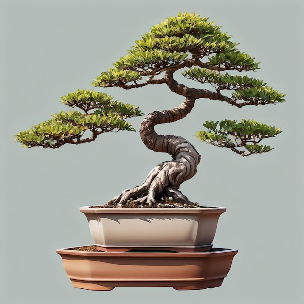 Photo a bonsai tree is in a pot with a brown pot