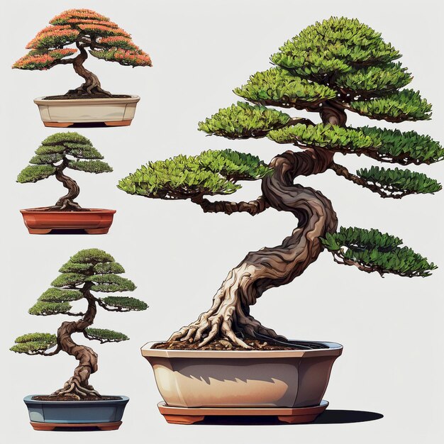 a bonsai tree is in a pot with a brown pot