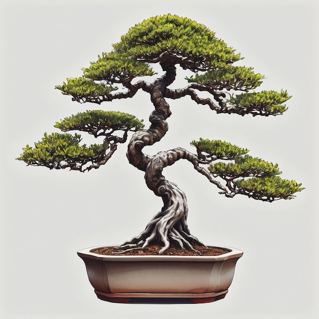 Photo a bonsai tree is in a pot with a brown pot