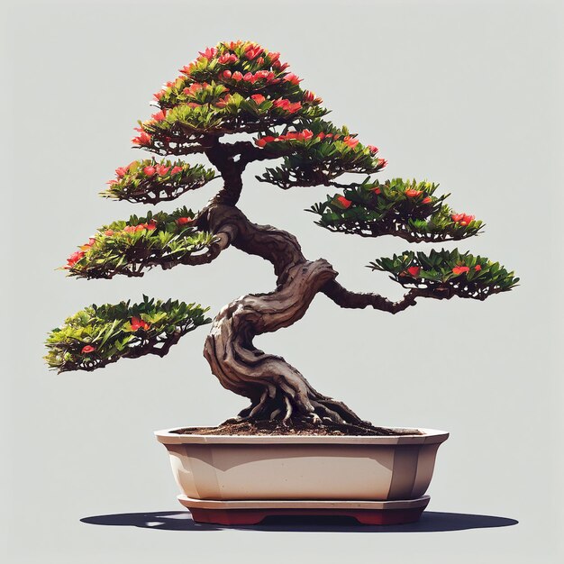 Photo a bonsai tree is in a pot with a brown pot