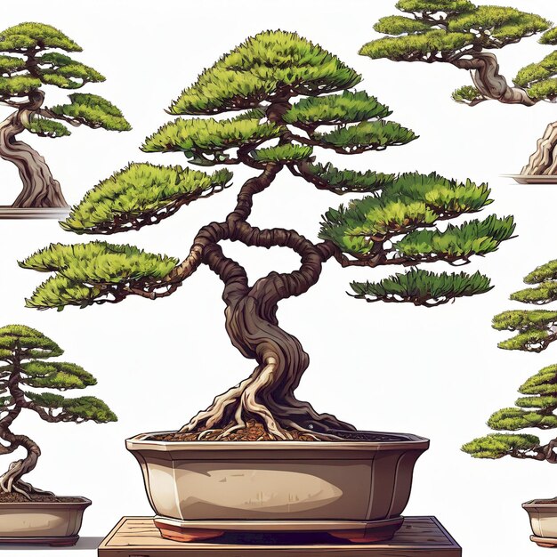 a bonsai tree is in a pot with a brown pot