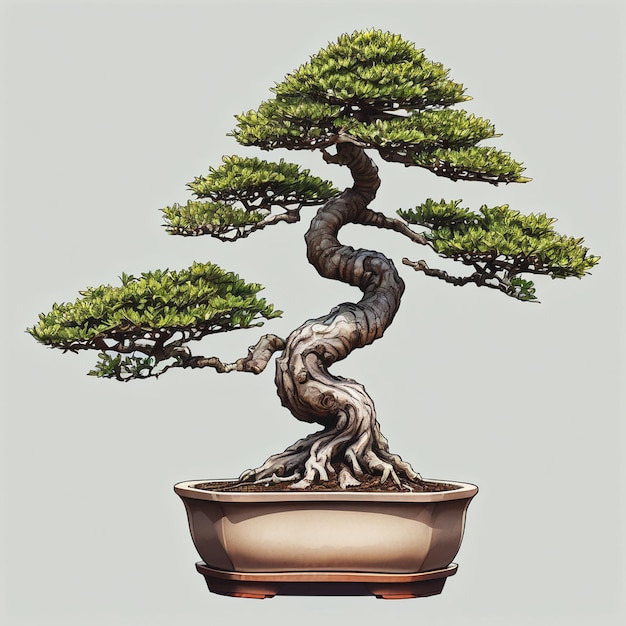 Photo a bonsai tree is in a pot with a brown pot